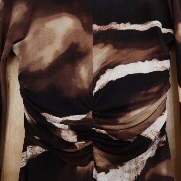 Roberto Cavalli for Neiman Marcus $1800 dress in brown/cream animal print ITALY - Picture 7 of 16